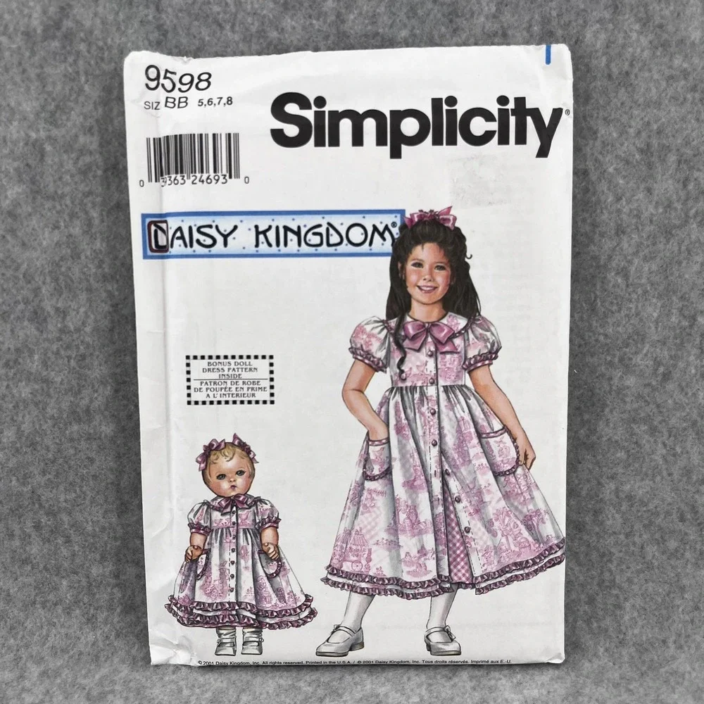 Uncut Daisy Kingdom‎ 9598 Girls Dress Doll Clothes Pattern Size 5-8 Simplicity